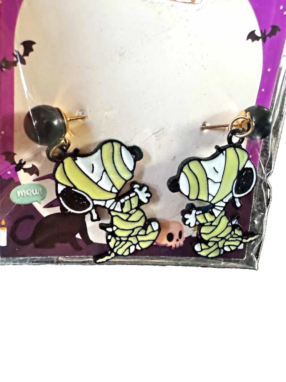 Mummy Character Drop Earrings - Green